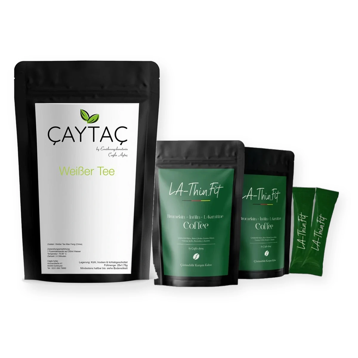 LA-Thin.Fit Coffee und Çaytaç Weißer Tee Set